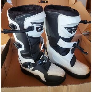New FLY RACING Maverik White/black Motocross ATV Boots Mens Size 7